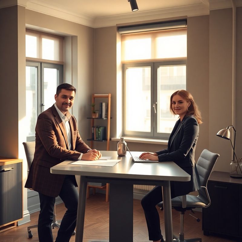 Doi consultanți fiscali într-un birou din București